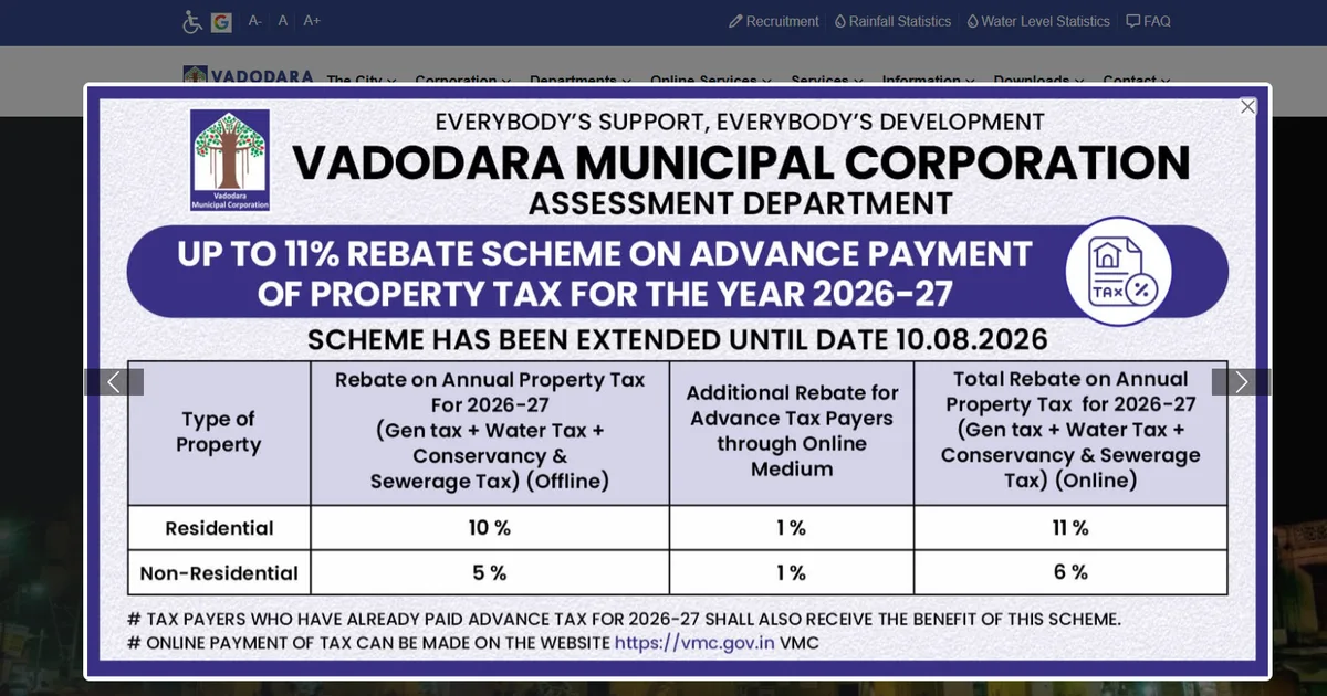 VMC Property Tax Receipt: Search, Payment and PDF Download